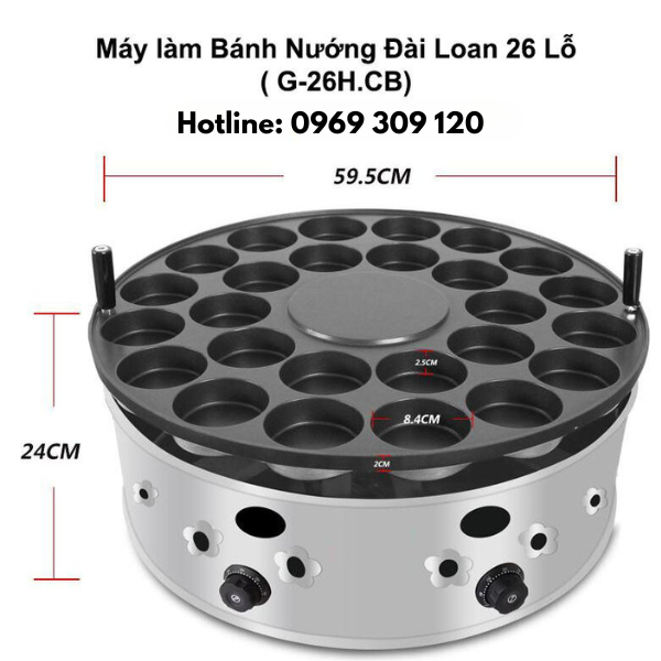 Máy bánh nướng Đài Loan chảo Gang 26 lỗ (Gas) - Ảnh 4