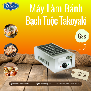 Máy Bánh Bạch Tuộc Takoyaki 28 Lỗ Dùng Gas