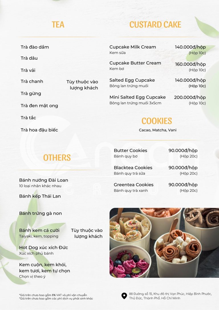 Bảng Báo Giá Các Loại Bánh