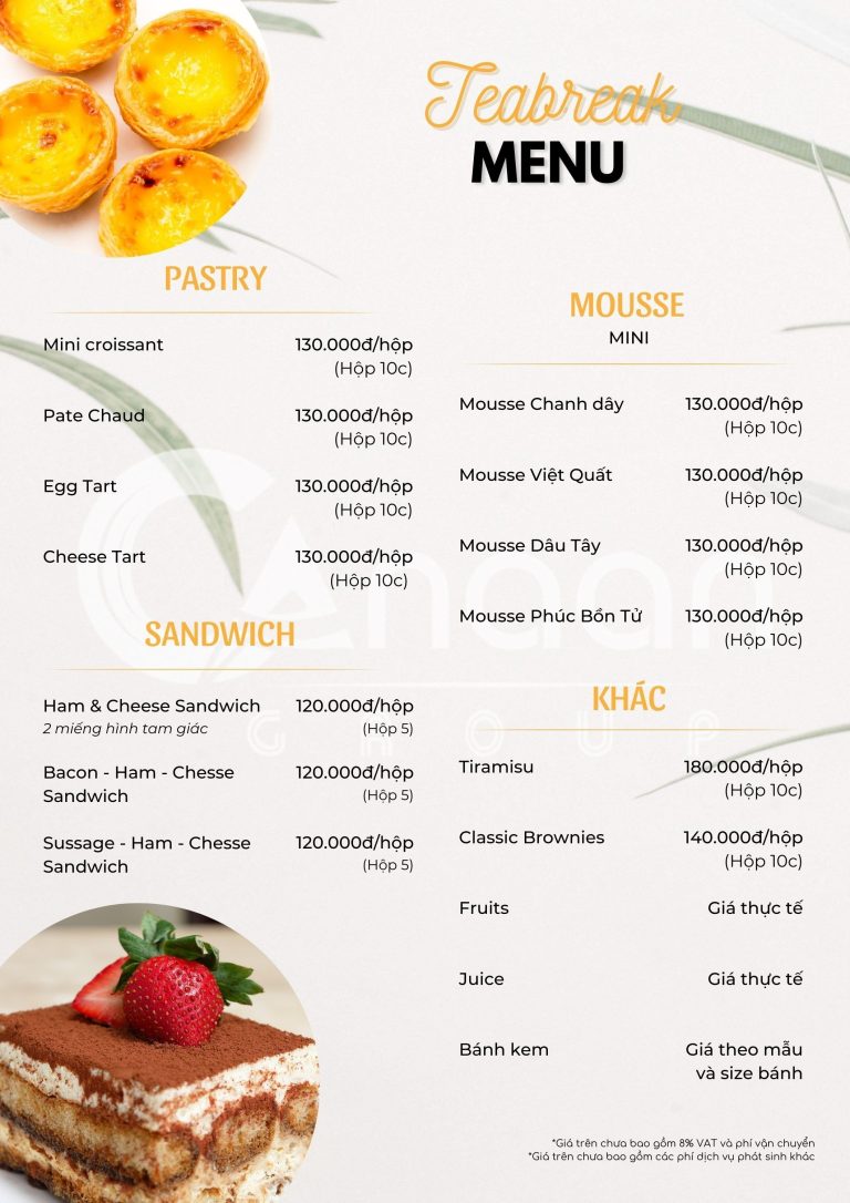 Bảng Báo Giá Các Loại Bánh