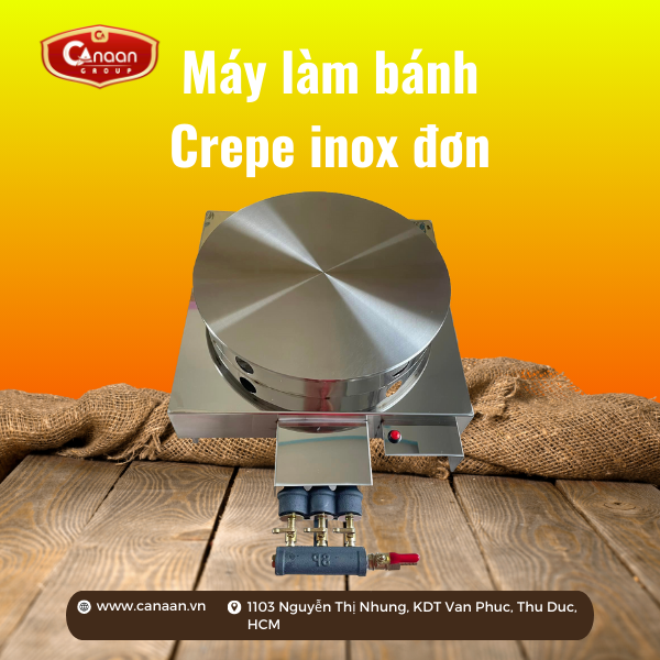 Máy bánh kếp chảo đơn Inox dùng gas