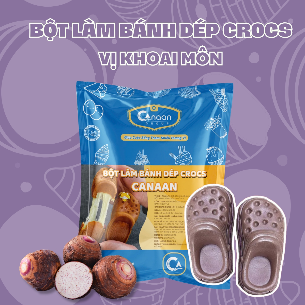 Bột làm bánh dép - vị KHOAI MÔN - bịch 1kg - Canaan Group