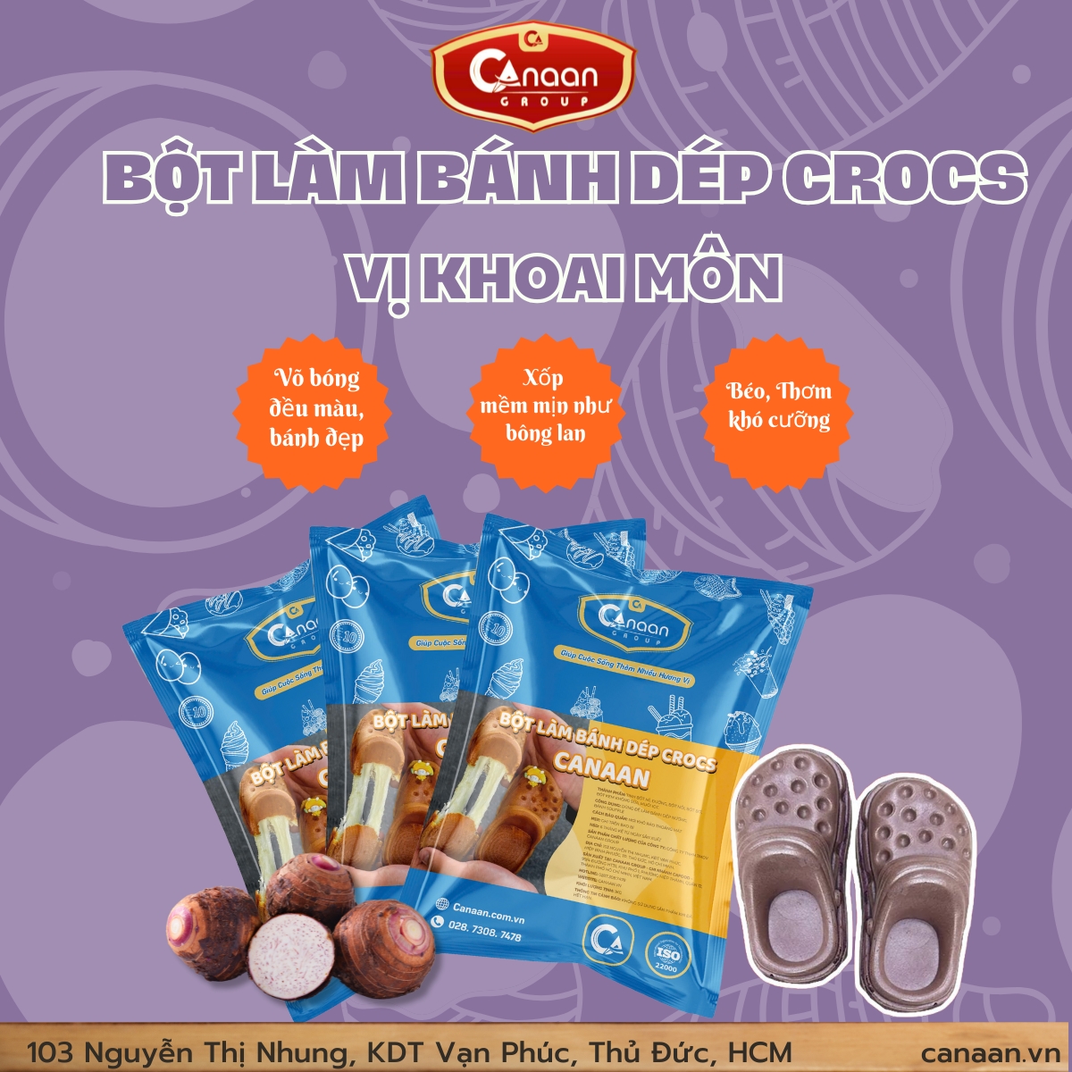 Bột làm bánh dép - vị KHOAI MÔN - bịch 1kg - Canaan Group
