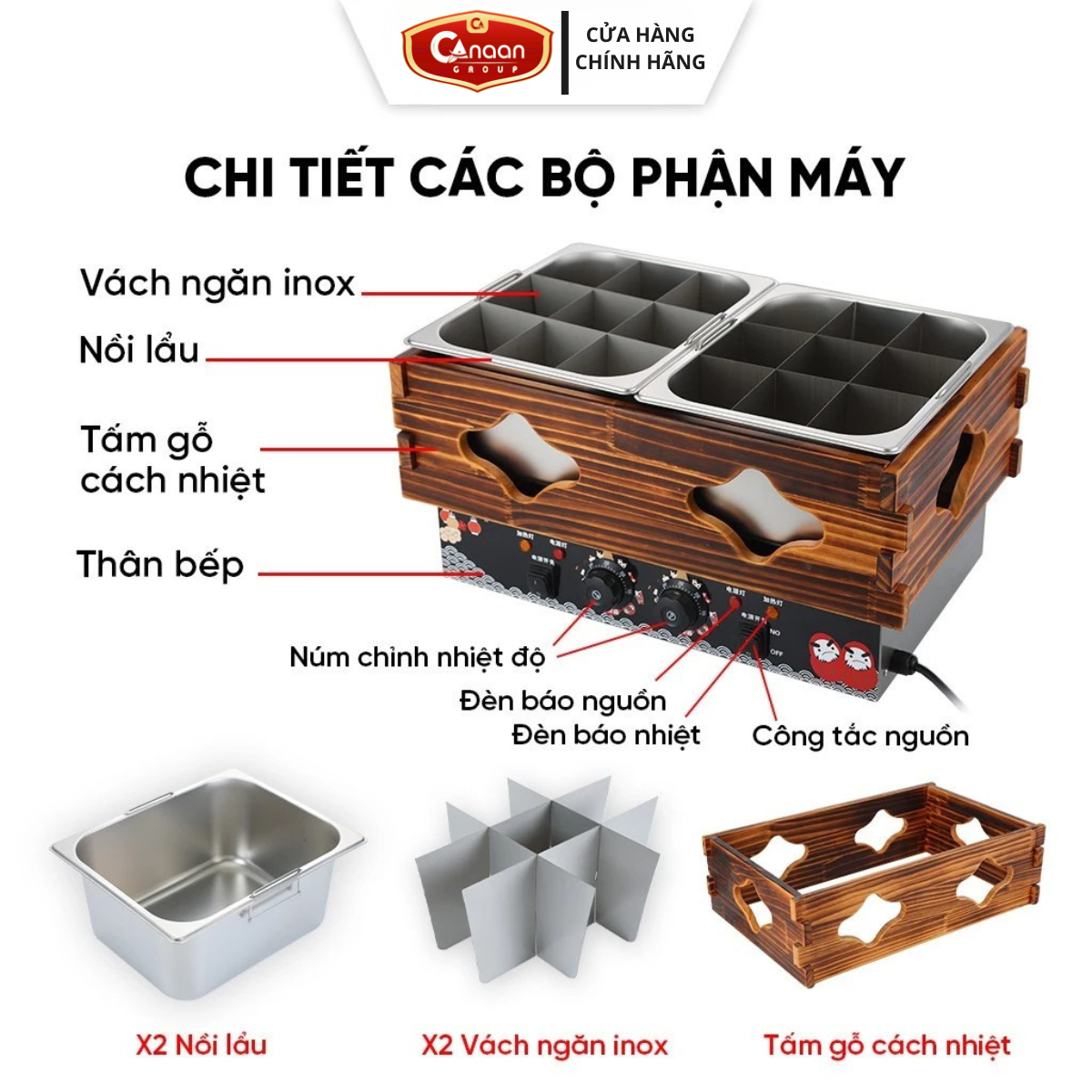 Nồi lẩu xiên que 18 ngăn oden 2500W - Ảnh 4