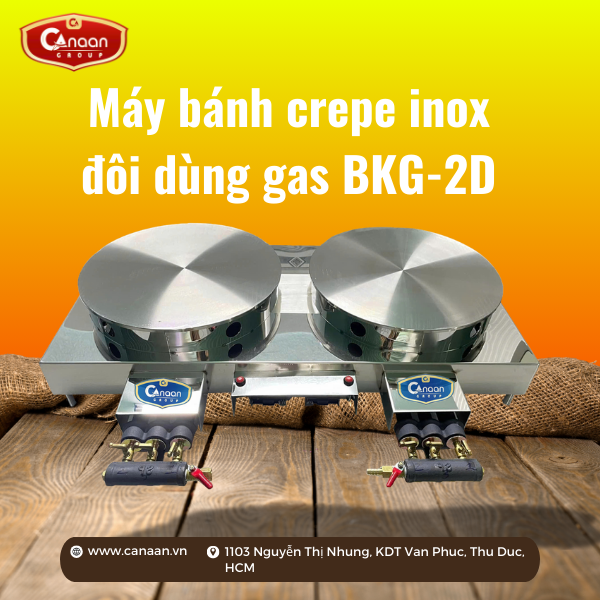 Máy bánh crepe inox đôi dùng gas BKG-2D
