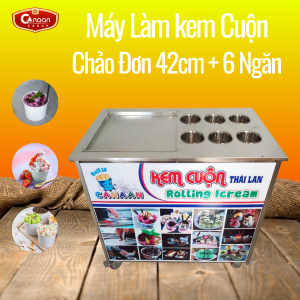 Máy làm kem cuộn Thái Lan 42cm kèm 6 ngăn chứa